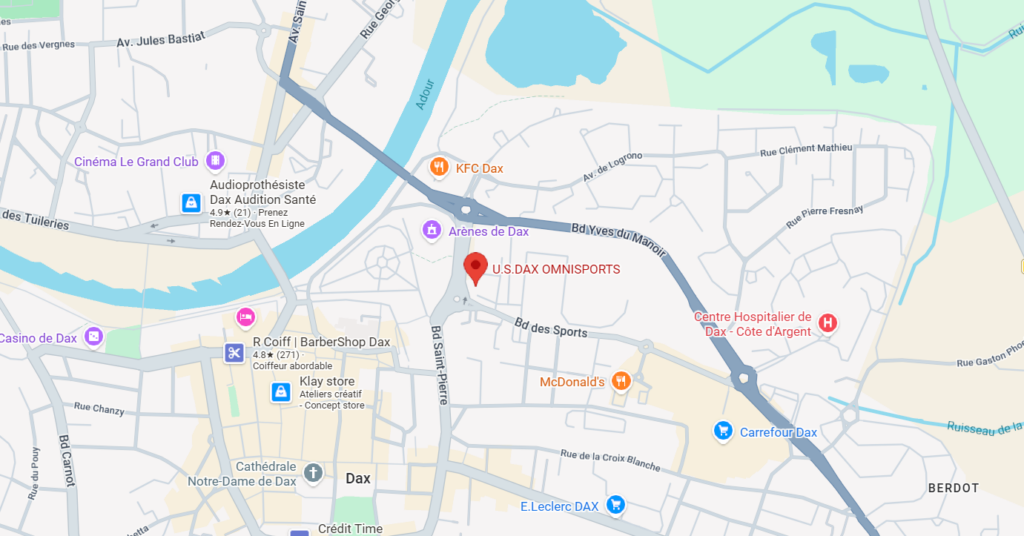 Carte En fonction de la station / Siège : U.S.Dax Omnisports